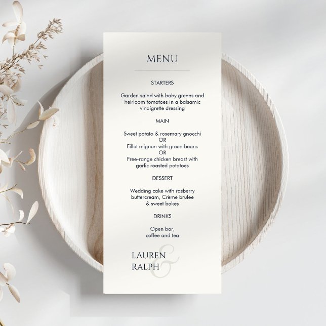 Menu Casamento Monograma de Black and Ivory (Criador carregado)