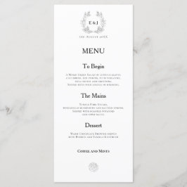 Menu Casamento Monograma de Iniciais/Folhas/Tipografia