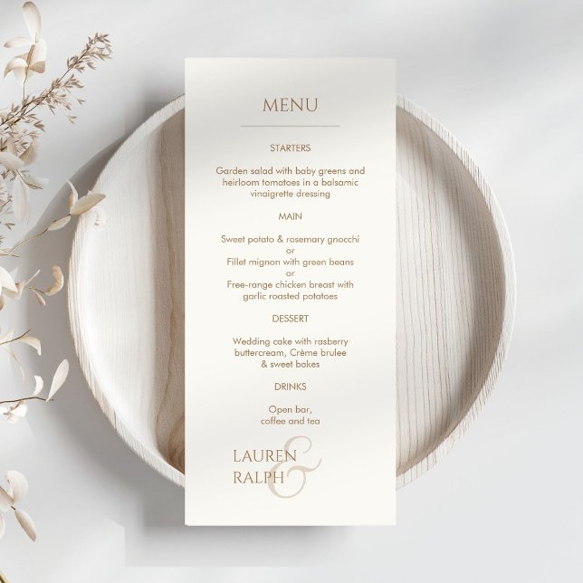 Menu Casamento Monograma de Taupe e Ivory (Criador carregado)