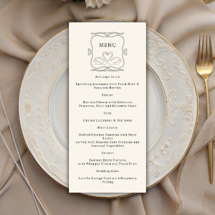 Menu Casamento Monograma Listras Cisnes Desenhados à Mã