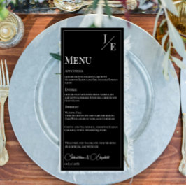 Menu Casamento Monograma Minimalista | Preto