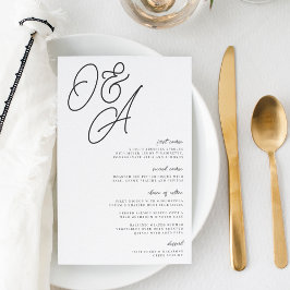 Menu Casamento Monograma Preto e Branco Sobredimen