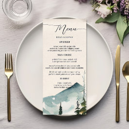 Menu Casamento Montanhas e Pinheiros Aquarela