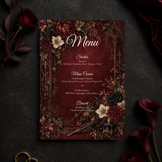 Menu Casamento Moody Gothic Dark Academia (Criador carregado)
