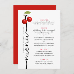 Menu Casamento na moda Cherries Red White Rustic Fruta