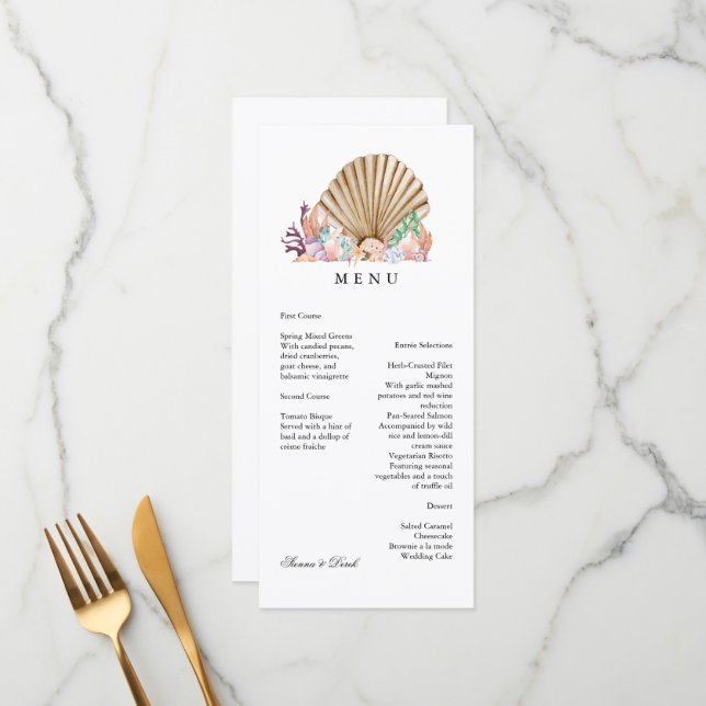Menu Casamento na praia de Coral e Conchas (Frente/Verso In Situ)