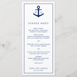 Menu Casamento Náutico Âncora Azul Marinho Monograma