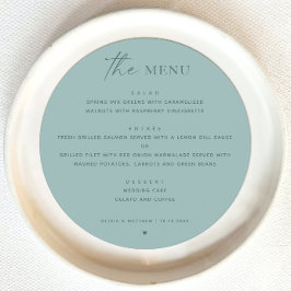 Menu Casamento Náutico Azul Pastel | Minimalista Redond