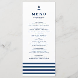 Menu Casamento Náutico de Âncora Azul e Branca do Marin