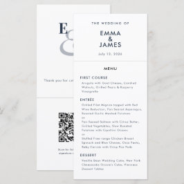 Menu Casamento Navy E comercial | Código QR | Elegante
