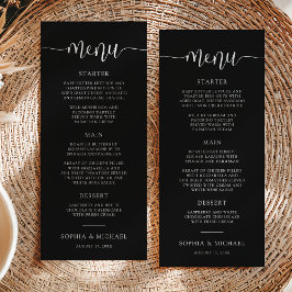 Menu Casamento Negra na moda Moderno da Caligrafia