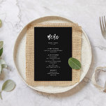Menu Casamento negro contemporâneo<br><div class="desc">Uma tipografia ousada e moderna para sua papelaria de casamento,  simples mas elegante com um tema preto e branco. Totalmente personalizável: você pode alterar as cores da fonte e do plano de fundo,  se necessário.</div>