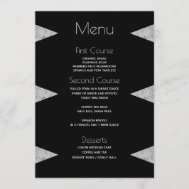 Menu Casamento Negro da Mármore Geométrica Moderna