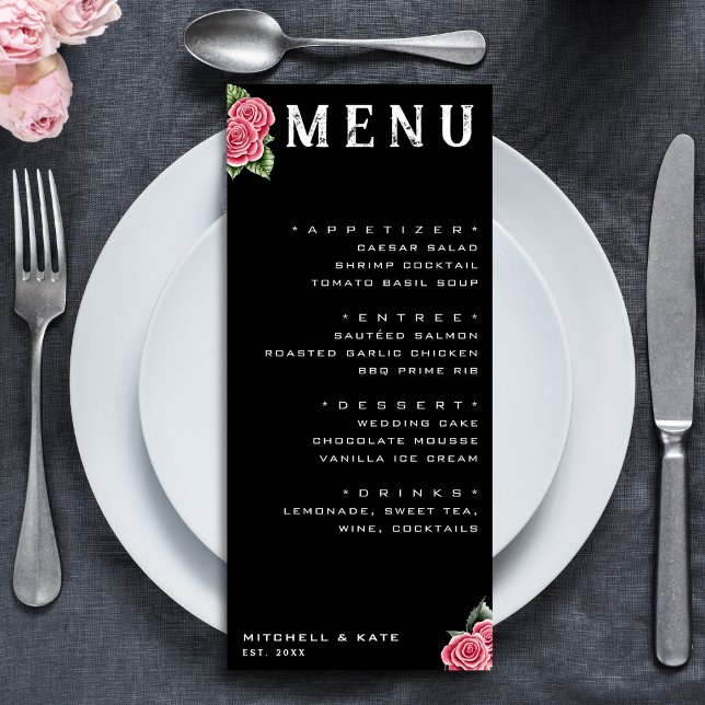 Menu Casamento Negro do Rosa vermelha (Red Roses Black Wedding Menu
)