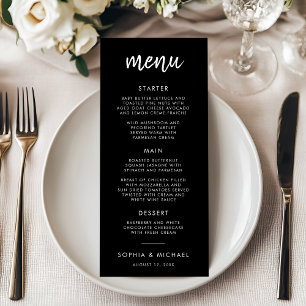 Menu Casamento Negro E Branco Com Script Negra Moderno