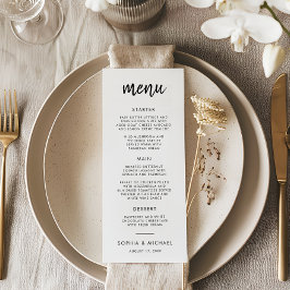 Menu Casamento Negro E Branco Com Script Negra Moderno