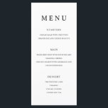 Menu Casamento Negro e Branco minimalista moderno<br><div class="desc">Menu moderno de casamento com design de tipografia minimalista simples a preto e branco.</div>