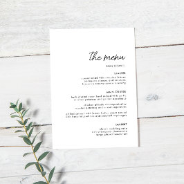 Menu Casamento Negro e Branco minimalista moderno