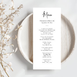 Menu Casamento Negro e Branco Minimalista Simples