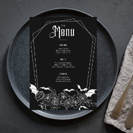 Menu Casamento Negro Floral Elegante