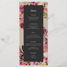 Menu Casamento Negro Rosa-Rosa-Quente-Buquê Romântico