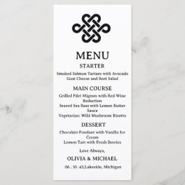 Menu Casamento Nó Celta Trindade Preto e Branco Editáve