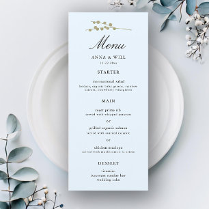Menu Casamento no inverno Azul Clássico Elegante
