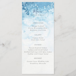 Menu Casamento no inverno Azul de Aquarela