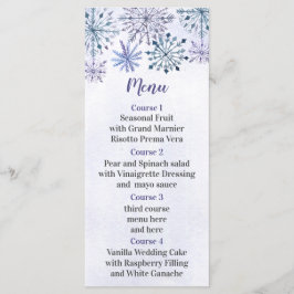 Menu Casamento no inverno Azul de Flocos de Neve com Aq