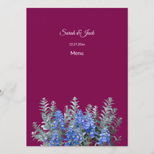 Menu Casamento no inverno brilhante com Bluebonnet (Frente)