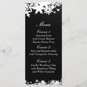 Menu Casamento no inverno de flocos de neve pretos