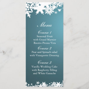 menu casamento no inverno dos flocos de neve azuis