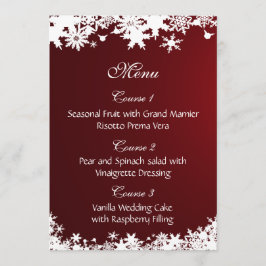 menu casamento no inverno dos flocos de neve verme