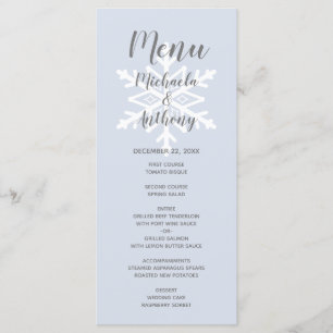 Menu Casamento no inverno Dusty Blue Snowflake