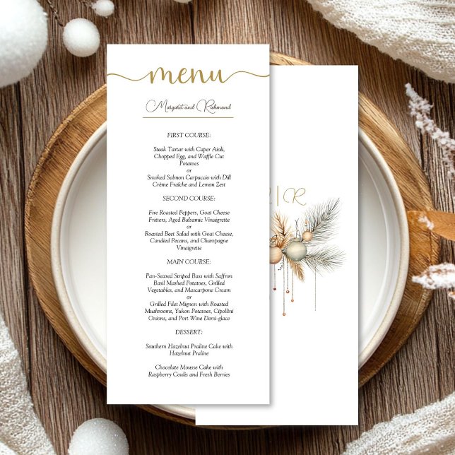 Menu Casamento no inverno Elegante de Casamento de Nata (Criador carregado)