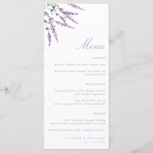 Menu Casamento no inverno Mínimo de Folhas e Pinos (Frente)