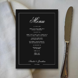Menu Casamento no inverno Romântico Preto Elegante