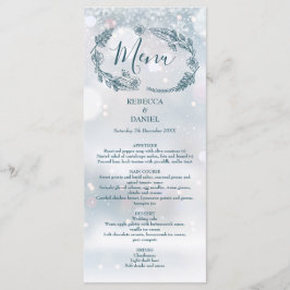 Menu Casamento no inverno Rustic Floral Snowflakes