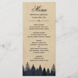 Menu Casamento no inverno Rustic Pine Trees Kraft