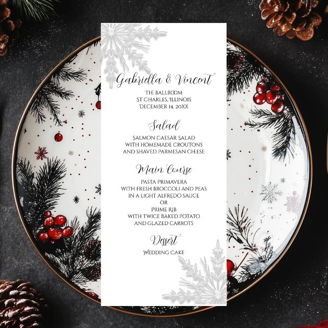 Menu Casamento no inverno White Snowflakes (Criador carregado)