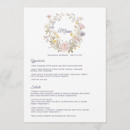 Menu Casamento no Jardim Floral Romântico Cottagecore