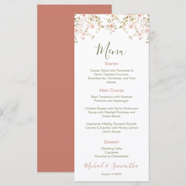 Menu Casamento no País da Rosa Selvagem (Frente/Verso)