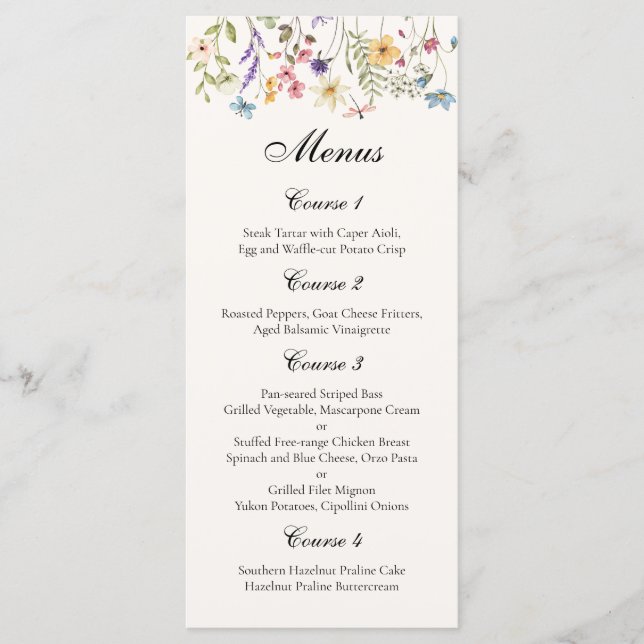 Menu Casamento no Prado de Flores Silvestres Caprichosa (Frente)