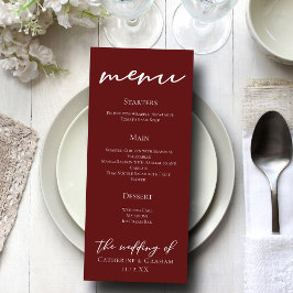Menu Casamento noturno da tipografia da Borgonha Elegan