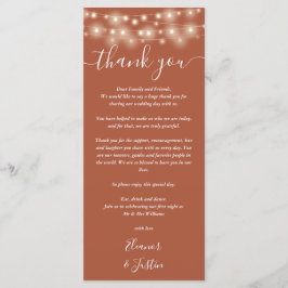 Menu Casamento Obrigado Lights Terracotta Place Card