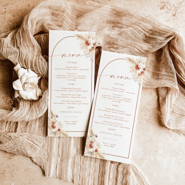 Menu Casamento + Obrigado Nota | Boho Napkin Note (Criador carregado)