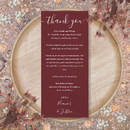 Menu Casamento Obrigado Rosewood Pink Place Card