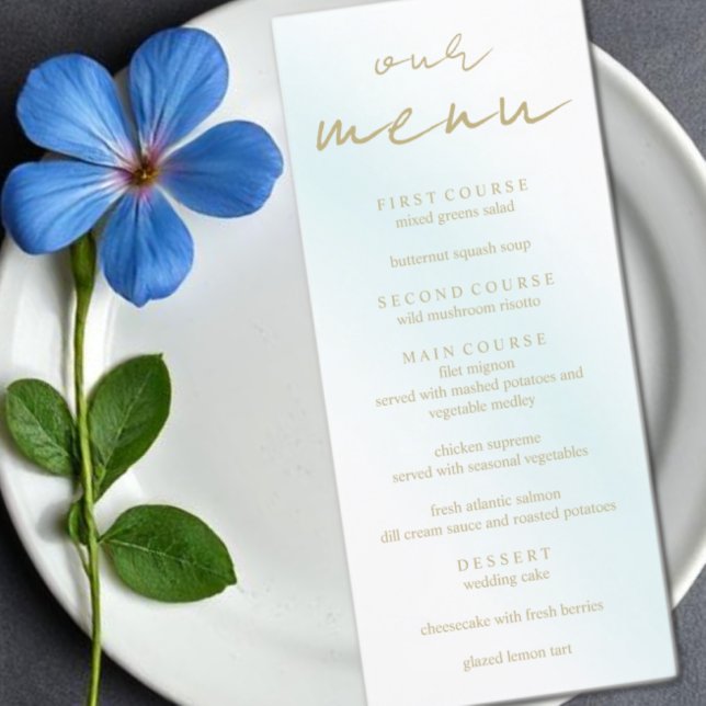 Menu Casamento Onda de Aquarela Azul (Criador carregado)