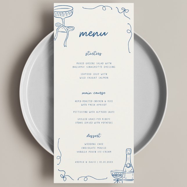 Menu Casamento ou Festa de noivado de diversão francesa (Criador carregado)