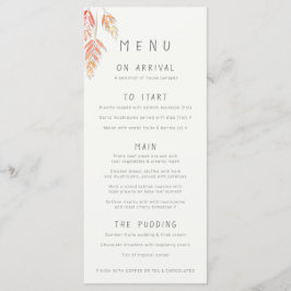 Menu Casamento outono de aquarela de grãos e bagas